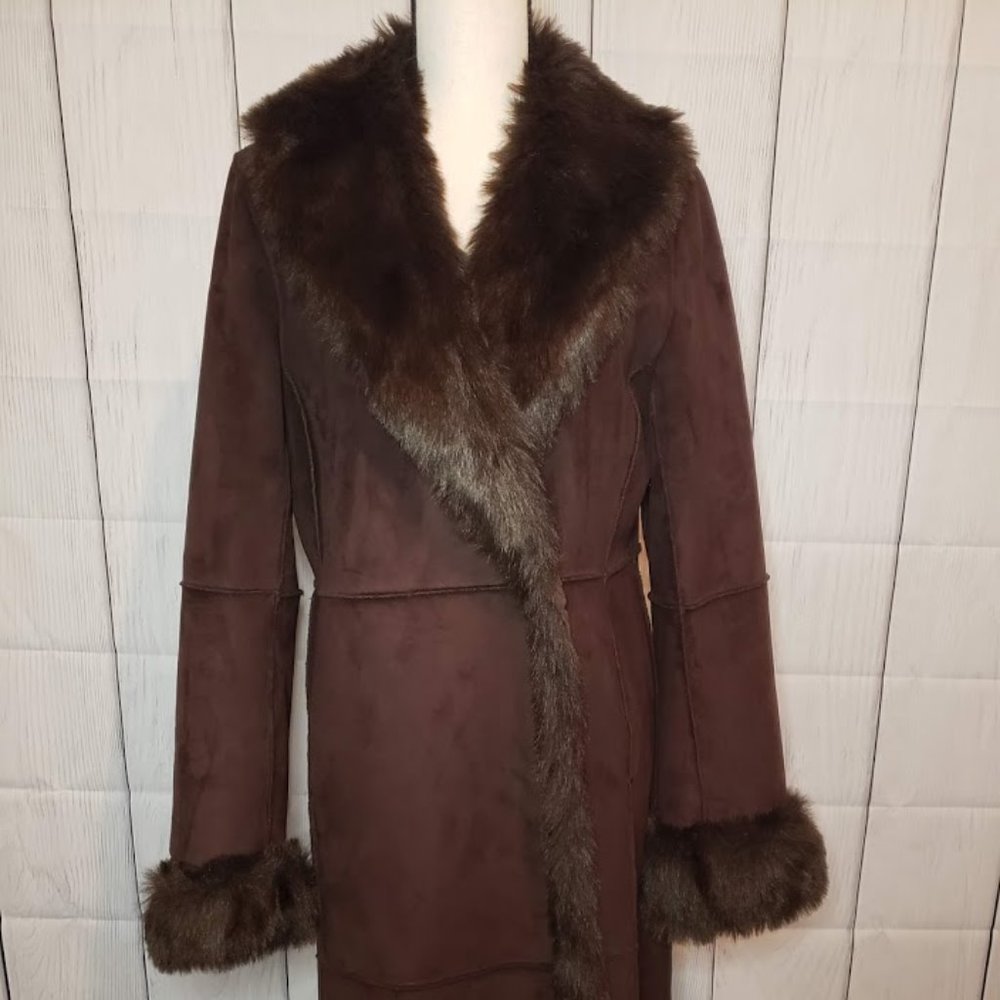 🧥Ana🧥 "Suede Like" Coat w/Fur Collar &Sleeves